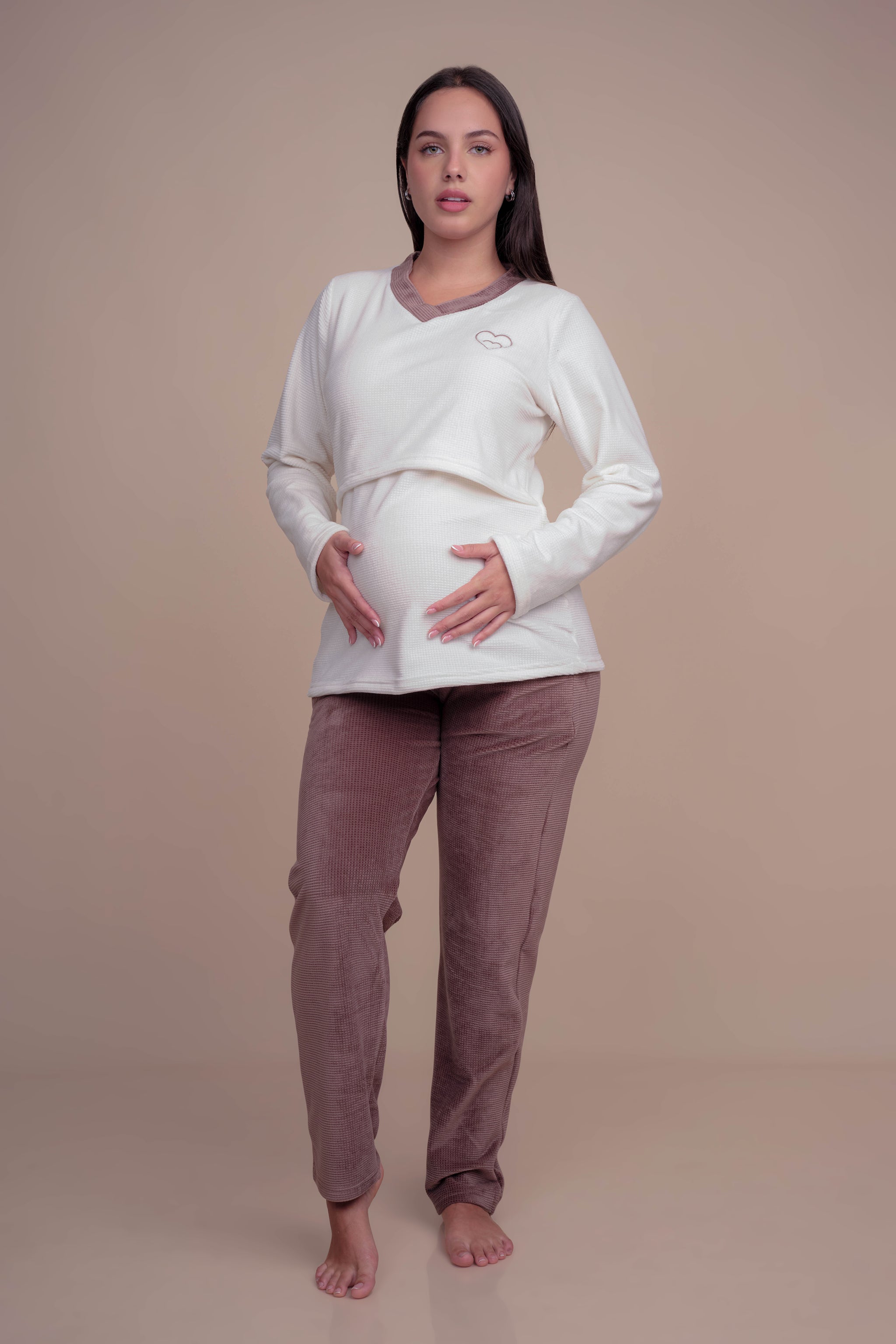 Pijama de Felpa para embarazo y lactancia Lali