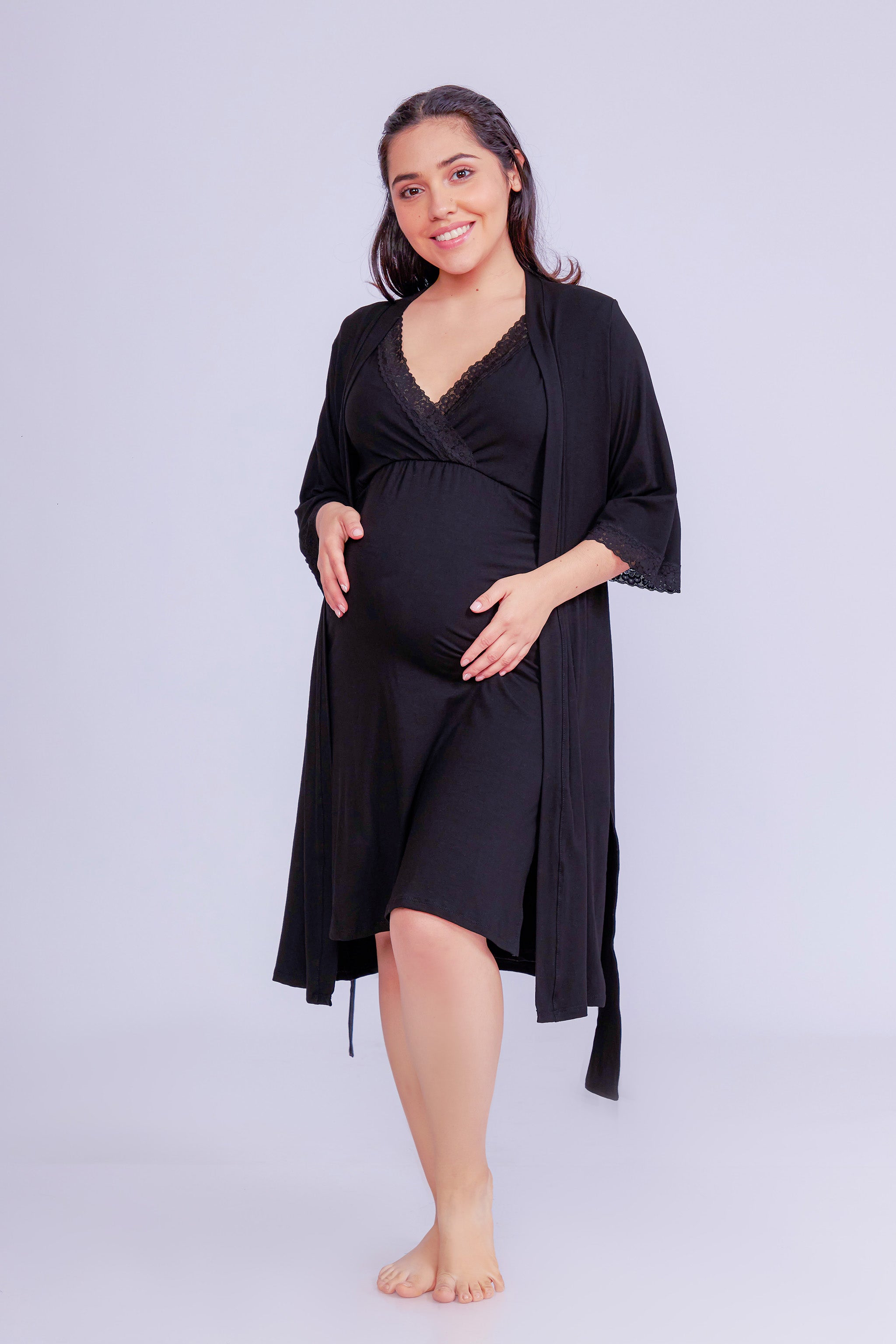 Conjunto Camisón y Bata de Maternidad y Lactancia Bella