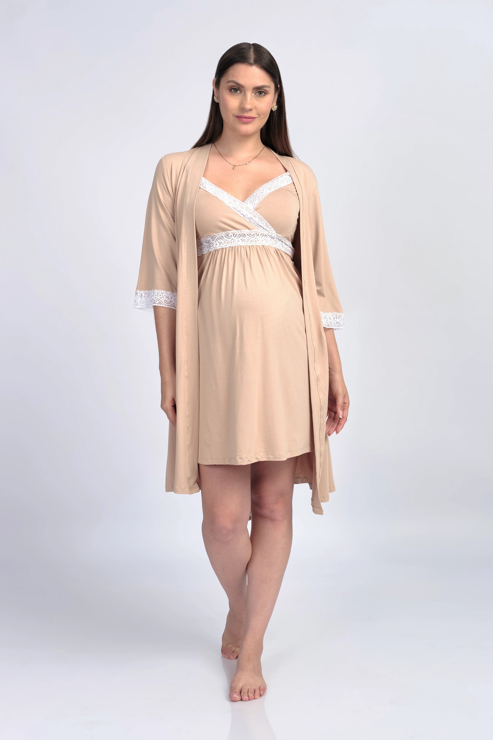 Conjunto Camisón y Bata de Maternidad y Lactancia Narel