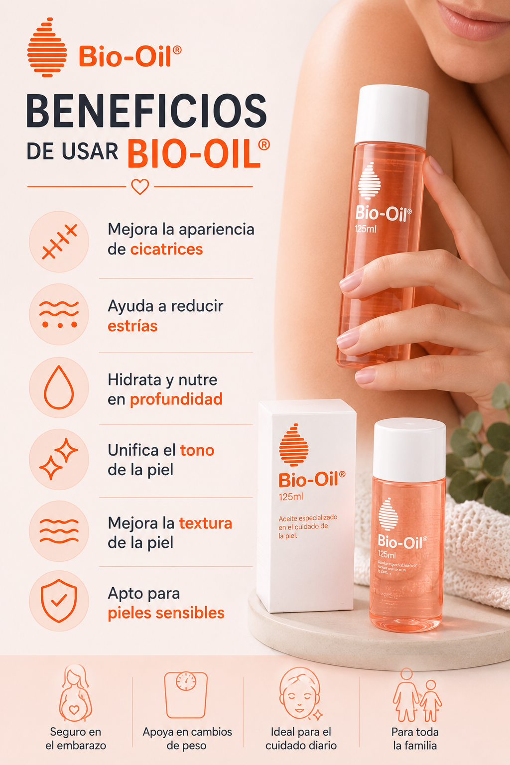 Beneficios de Bio-Oil para el cuidado de la piel durante el embarazo.