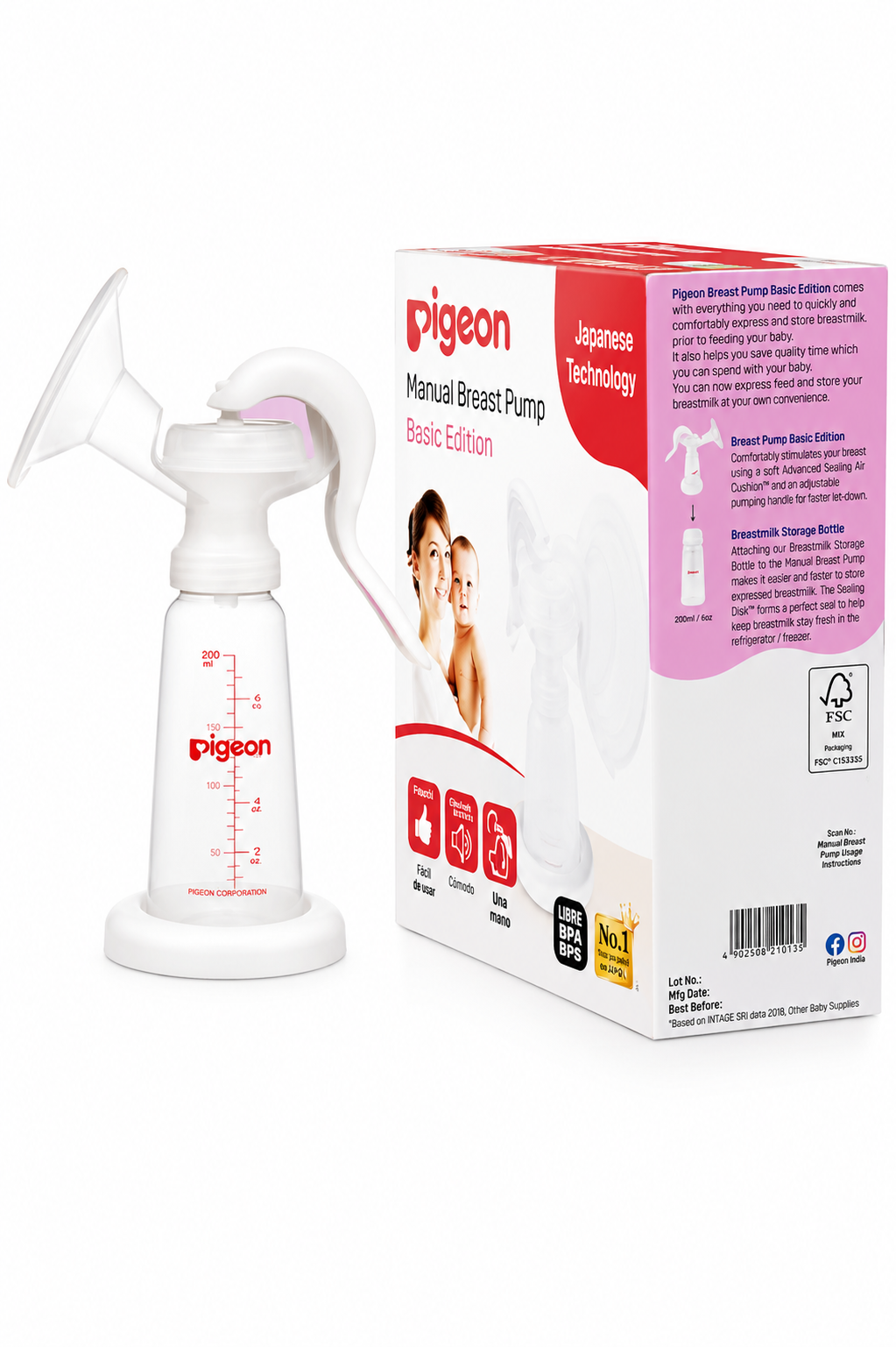 Compra el Extractor de Leche Manual Pigeon® Boca Estándar. Diseño ergonómico, bombeo ajustable y libre de BPA. Ideal para una extracción cómoda durante la lactancia.