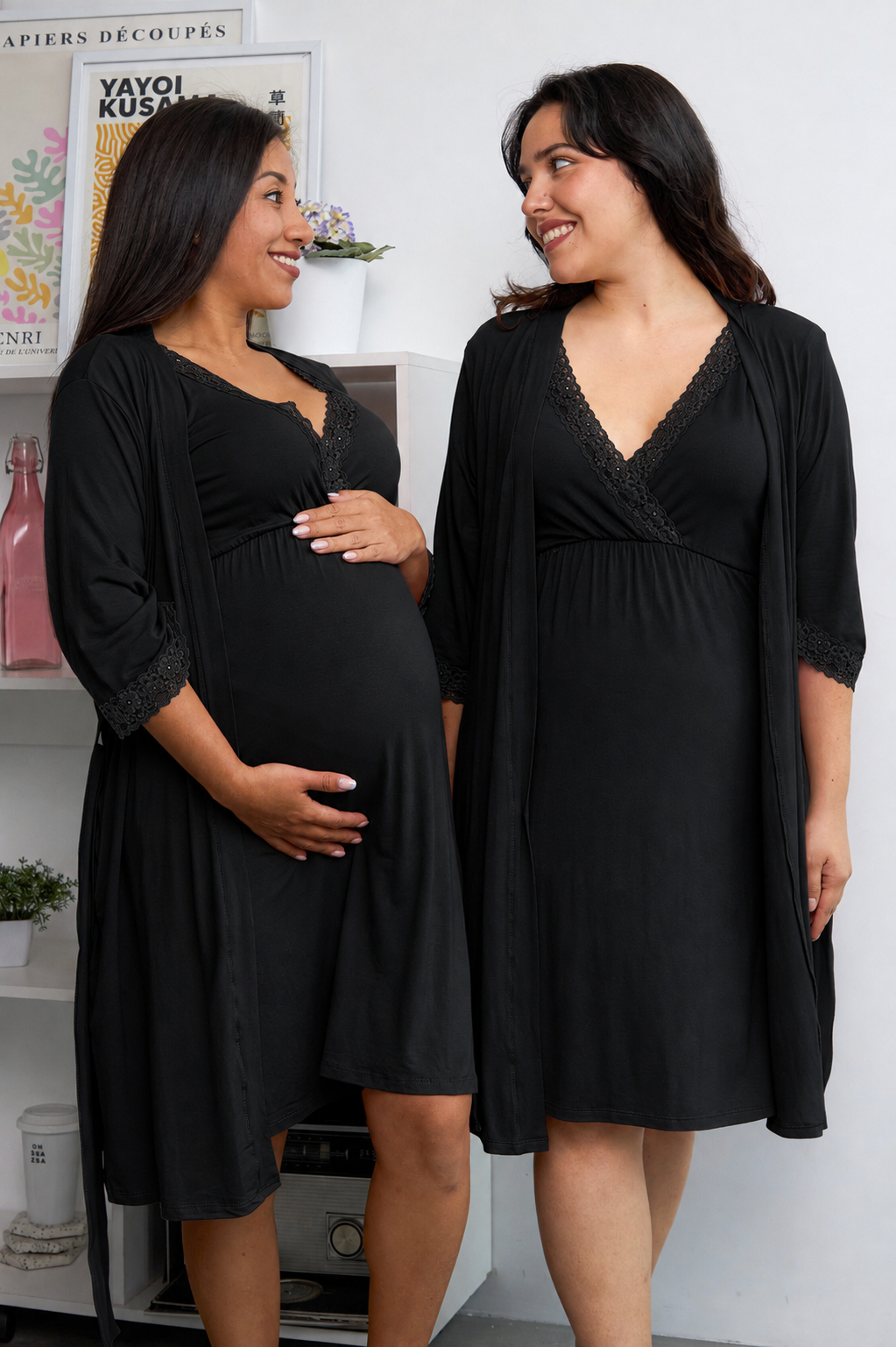 Conjunto Camisón y Bata de Maternidad y Lactancia Bella